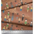 thumbnail image 2 of Soimoi Brown polyester Crepe Fabric Human Group Printed Craft Fabric by the Yard 42 Inch Wide, 2 of 3