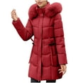 thumbnail image 2 of Lenago Winter Clothing for Women Casual Colored Long-Sleeved Hooded Jacket Lightweight Puffer Jacket(Red XL), 2 of 8