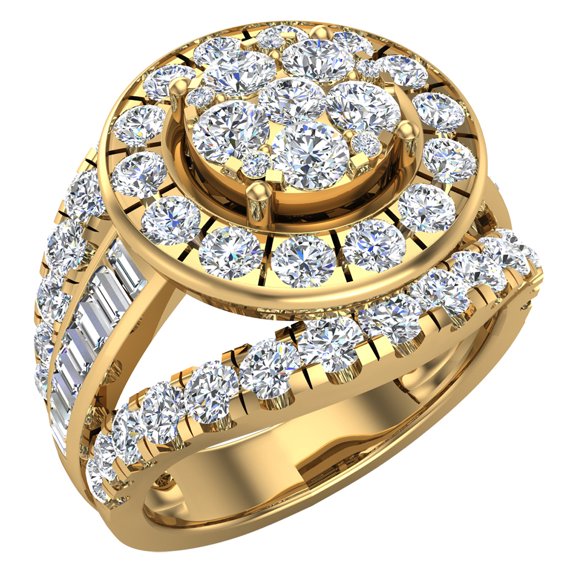 2.50 CT TW Cluster Diamond Wedding Ring Set with Bands 14K Gold (G,SI)