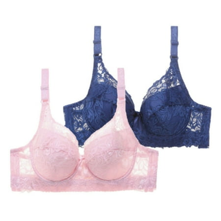 Pavied Push Up Bra Plus Size Bra Women s 2PC Bra Casual Fashion Large Size Bra Slim Spongeless Sponge Underwear Lace Bra Balconette Bras Seamless Bras Red 90B