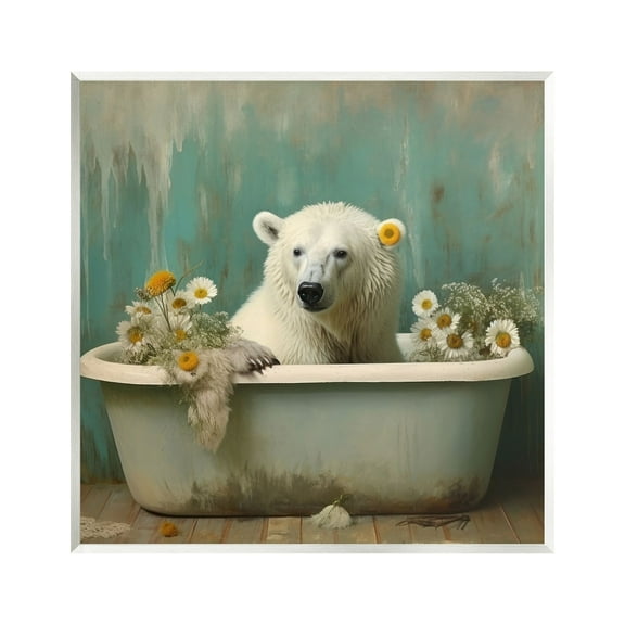 Stupell Industries Polar Bear Vintage Tub Animals & Insects Painting Unframed Art Print Wall Art, 12 x 12