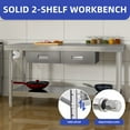 thumbnail image 4 of ModFusion 60"x24" Stainless Steel Prep Table with Dual Drawers, Adjustable Shelf, Heavy-Duty Metal Paper Towel Holder, 5x2 ft Utility Workbench, 4 of 10