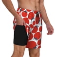 thumbnail image 3 of Picia Hand Drawn Tomatoes pattern Mens Swim Trunks with Compression Liner Stretch Beach Shorts Quick Dry with Zipper Pockets No-Chafing Board Shorts-, 3 of 9