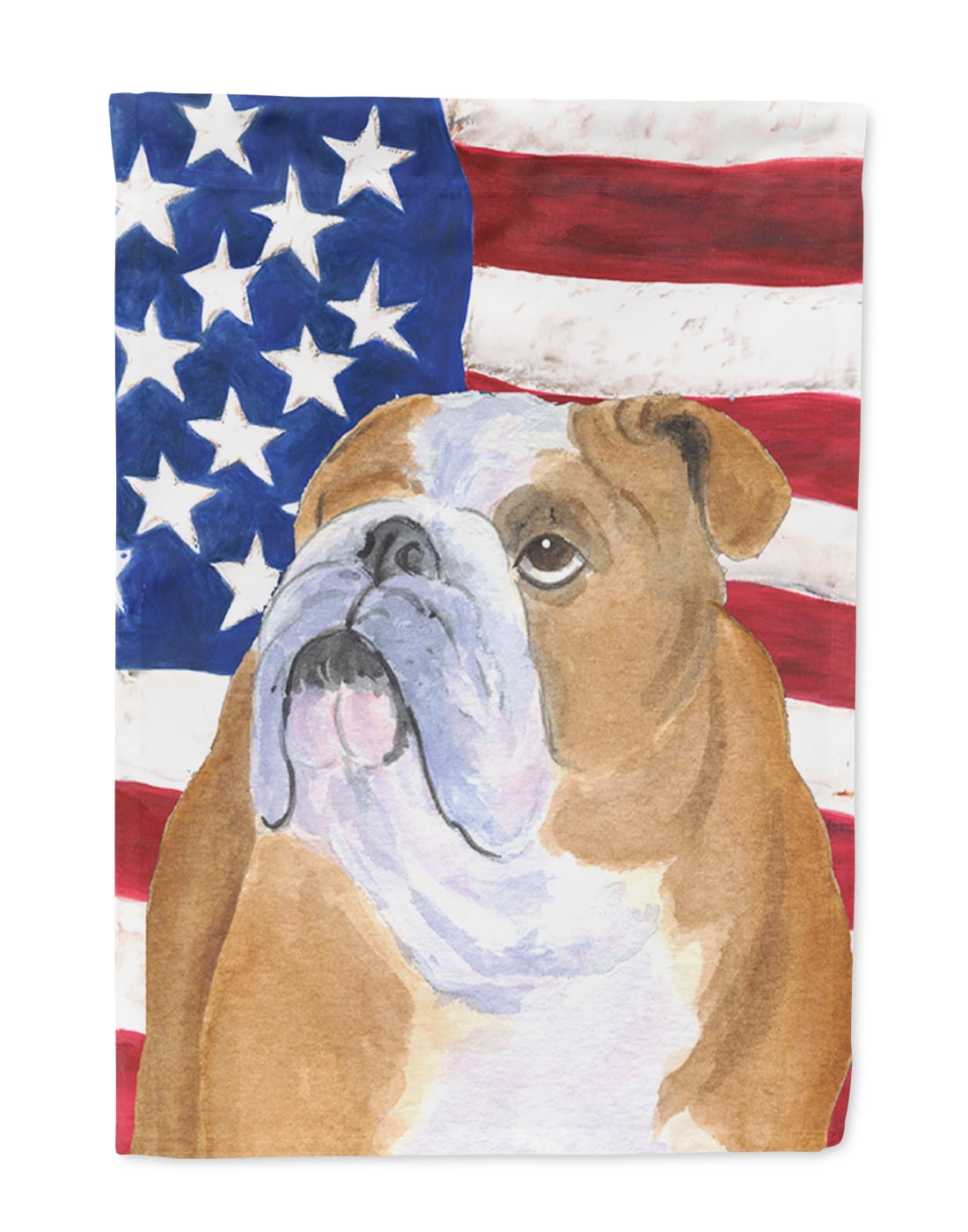 USA American Flag with Bulldog English Flag by Caroline