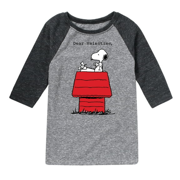 Peanuts - Dear Valentine Snoopy - Toddler And Youth Raglan Graphic T-Shirt