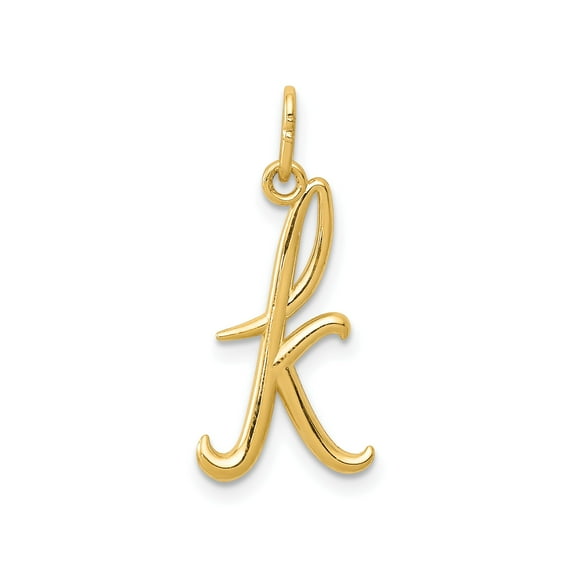 10k Yellow Gold Script Initial K Pendant Necklace for Women, Cursive Monogram Charm, Elegant Real Gold Jewelry for Everyday or Special Occasions