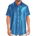 thumbnail image 3 of Mens Sequin Shirt Short Sleeve Button Down Collared Sparkly Shirt Shiny Metallic Tshirts 70s Disco Nightclub Party, 3 of 7