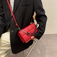 thumbnail image 3 of Sywqhk Mujeres Pu Cuero Diamante Enrejado Bolso Cadena Pequeños Bolsos De Hombro (Rojo) Sywqhk Para estrenar, 3 of 9