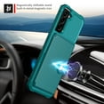 thumbnail image 6 of Allytech Rugged Case for Samsung Galaxy S24 Plus Support Magnetic Car Mount, Premium PU Leather Flip Card Cash Holder Pocket Shockproof Anti-Fall Back Case for Samsung Galaxy S24 Plus - Green, 6 of 7