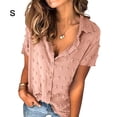 thumbnail image 1 of Camisa de mujer Blusa de gasa informal Camisa de manga corta con botones para niña, Rosa, S seitruly AP001376-16, 1 of 5