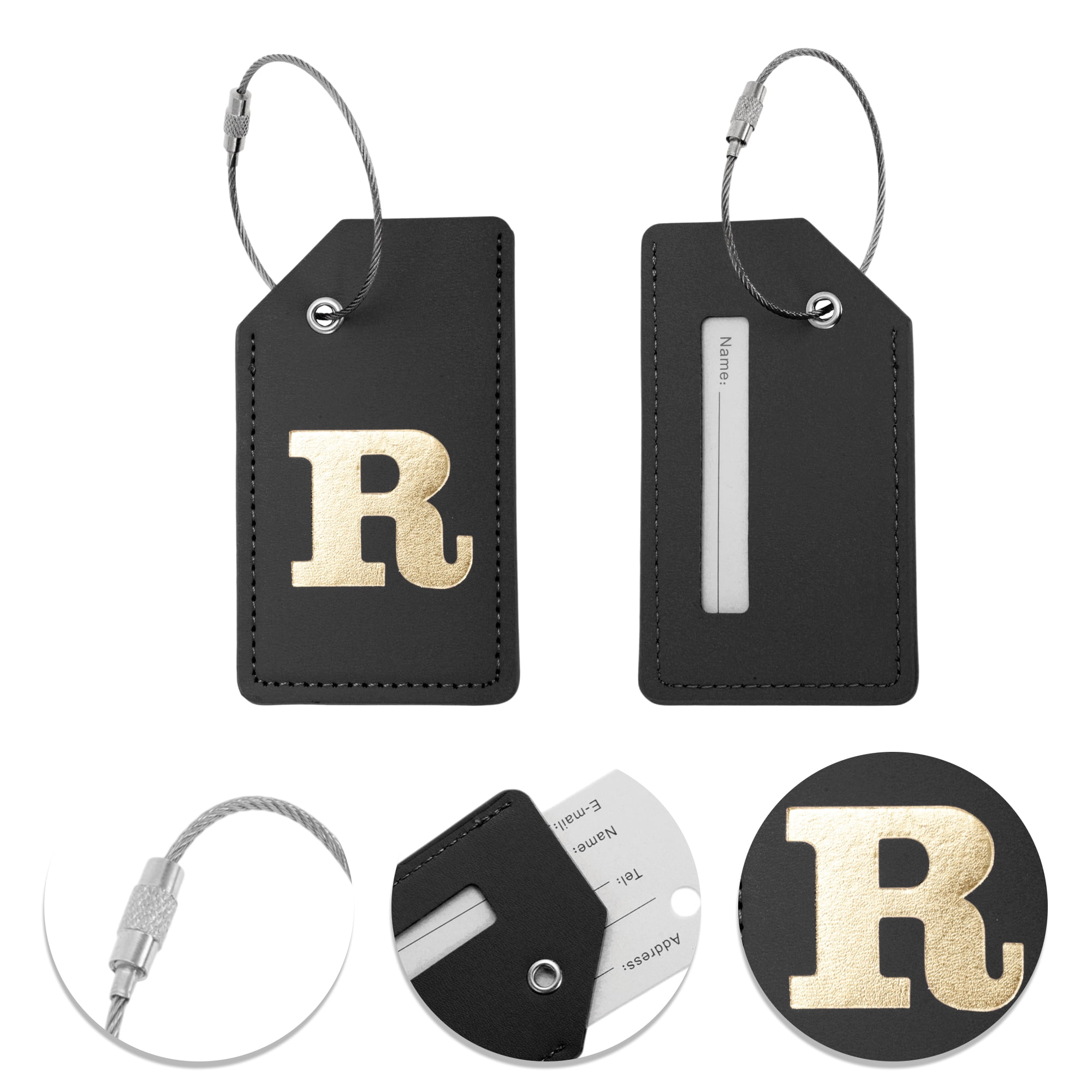 Unique Bargains 1 Pc Stylish Durable Luggage Tag for Travelling Black [Letter R]