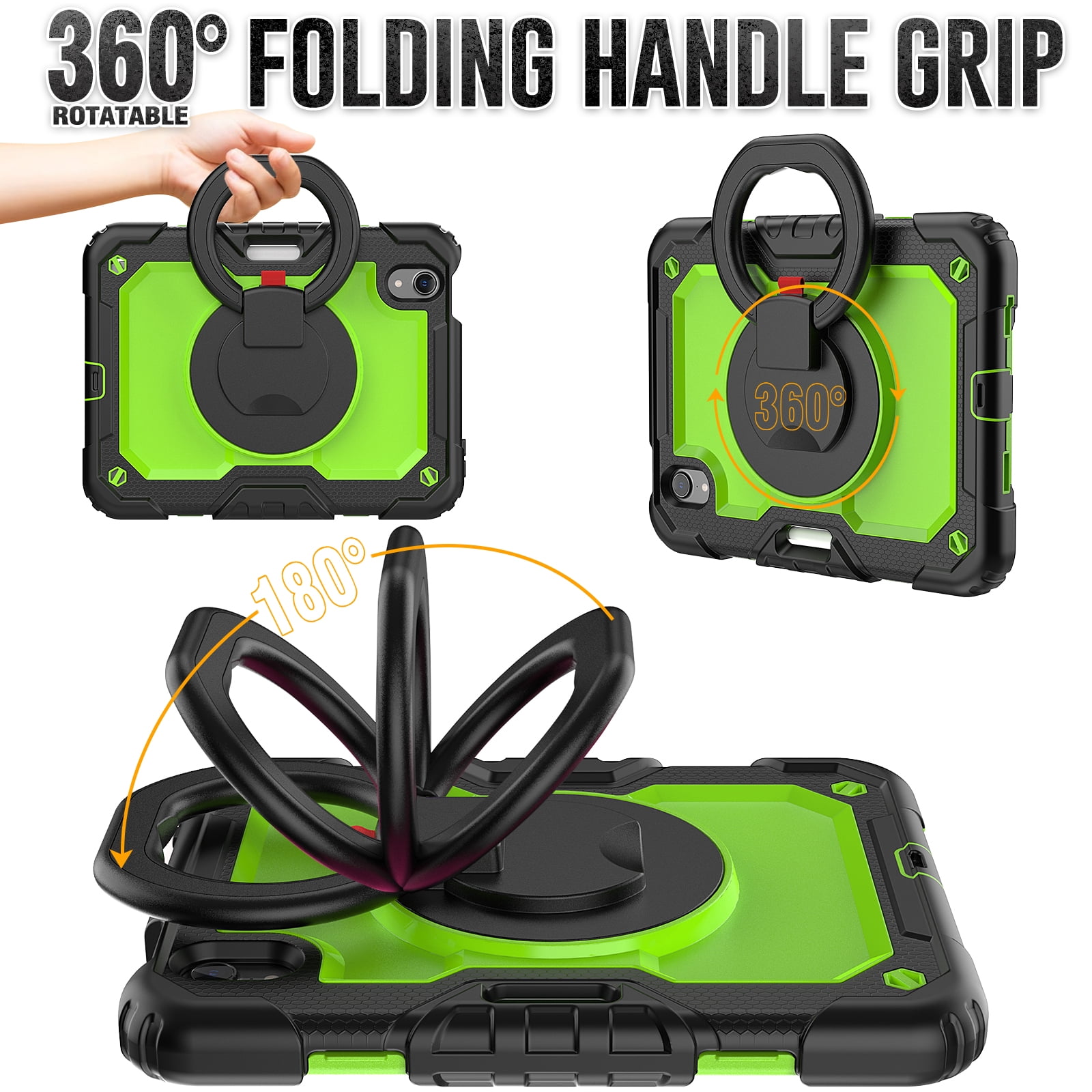 iPad Mini 6 Case 2021, Dteck 360 Rotating Heavy Duty Shockproof with Rugged Stand Pencil Holder for Kids Case for iPad Mini 6th Generation 8.3 Inch - Shoulder Strap, Screen Protector, B