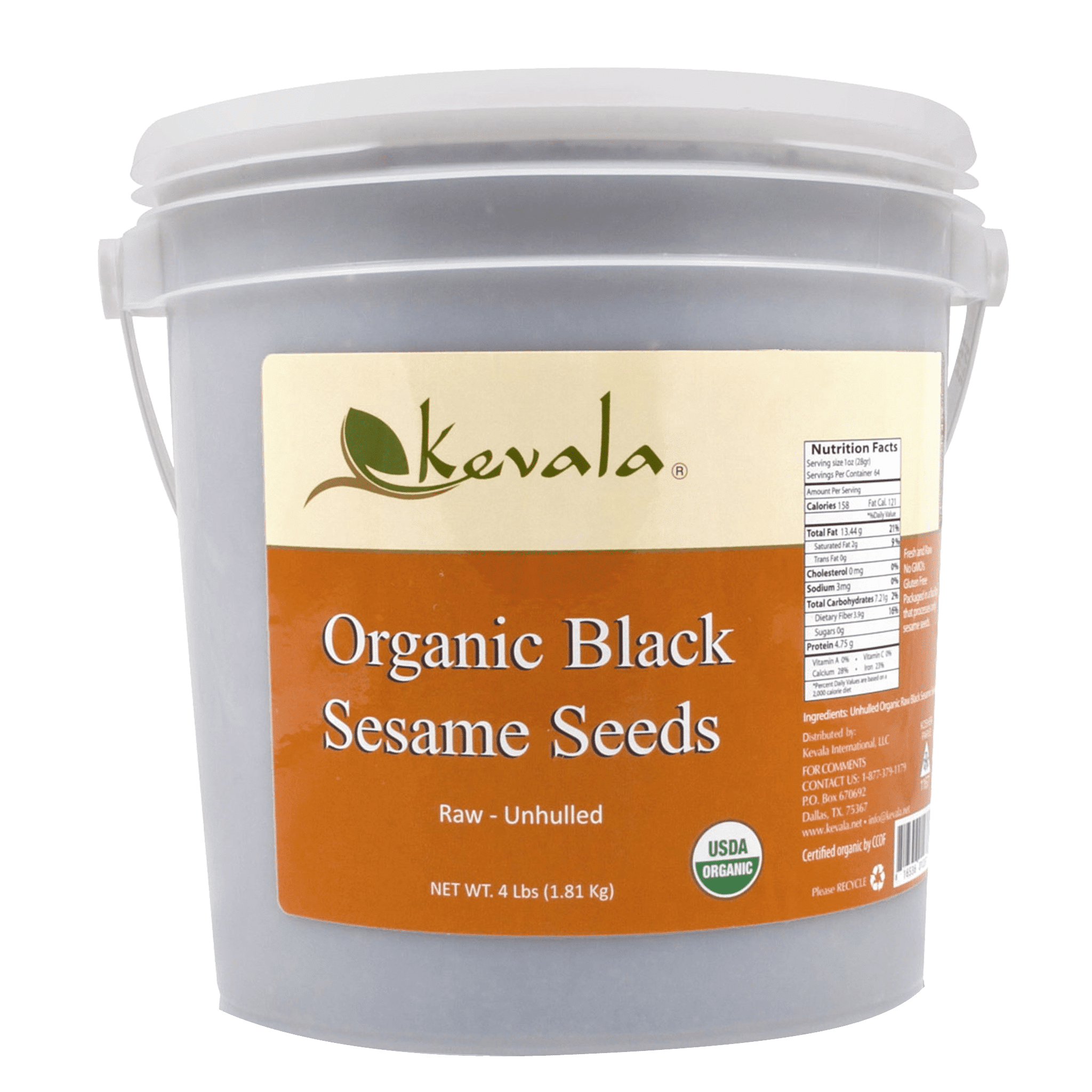Kevala Organic Raw Black Sesame Seeds (Unhulled) 4 lb
