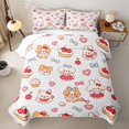 thumbnail image 2 of Manfei Sweet Bowknot Animal Twin Quilt Set, Cherry Cake Pet Twin Coverlet Set, White Pink, 2pcs, 1 Bedspread and 1 Pillowcase, 2 of 7
