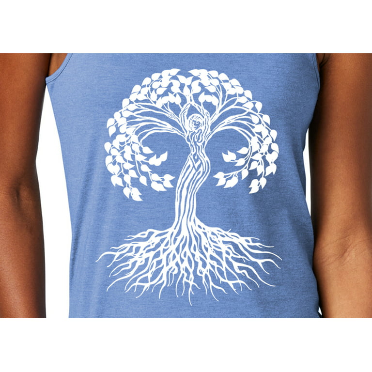 Women's White Celtic Tree Moisture-Wicking Relaxed Yoga Tank Top, Extra- Small New Navy 