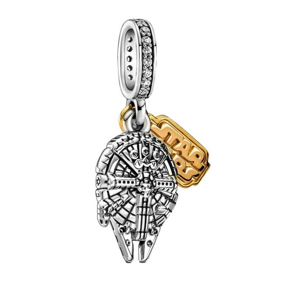Star Wars Millennium Falcon And Name Logo Sterling Silver Pendant Necklace