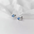 thumbnail image 5 of EOEMY 925 Real Sterling Silver Lightweight Blue Heart Crystal Stud Earrings-Royal Blue, 5 of 6