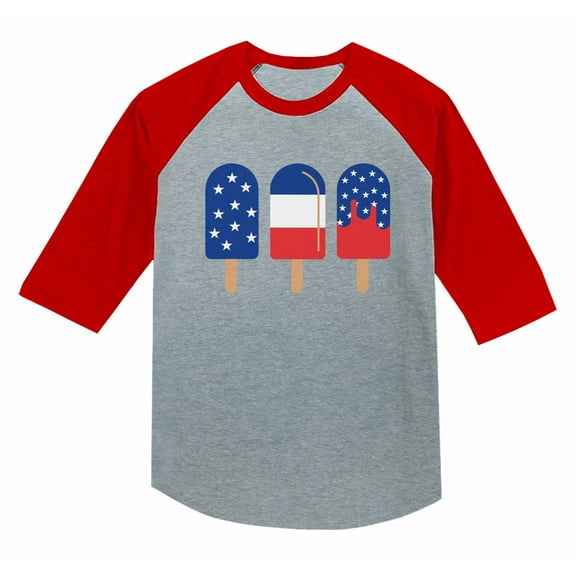 Adorable Ice Cream Flag Design - 4th of July Toddler Raglan Baseball Shirt - Comfortable Cotton Blend - Ideal Independence Day Gift - High-Quality Printing - US Made - 3T Red