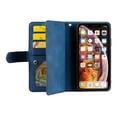 thumbnail image 4 of Dteck Wallet Case For iPhone XR, Matte PU Leather Case Built-in 9 Card Slots Zipper Purse Flip Cover With Hand Strap, Blue, 4 of 9