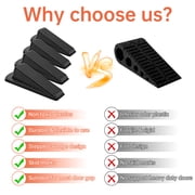 WEPSEN Heavy Duty Wedge Doorstop Rubber Door Stopper for Residential and Commercial Use, Black, 4.8 in. x 2.2 in. x 1.3 in., 4 Pack