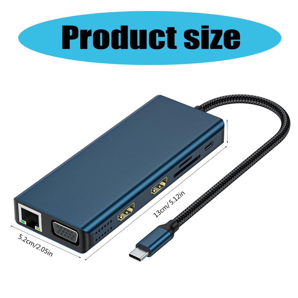 Docking Station 12 in 1 Laptop USB C Docking Station Double Monitors USB C Adapter with VGA 4 USB3.0 Adapter USB C Dock