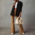 thumbnail image 6 of Vxararl Women's Notched Lapel Denim Blazer Long Sleeve Slim Jean Jacket with Pockets Button Down Casual Jean Cotton Coat for Party Office Oversized Blazers for Women Black XL, 6 of 6