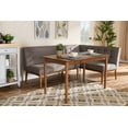 thumbnail image 5 of Baxton Studio Arvid Mid-Century Modern Gray Fabric Upholstered 3-Piece Wood Dining Nook Set, 5 of 7