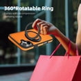 thumbnail image 5 of Magnetic Ring Stand Case for iPhone 17, with 360°Rotatable Ring Holder, Compatible with Mag-Safe Chagring, Business PU Leather Slim Shockproof Cover for iPhone 17, Orange, 5 of 9