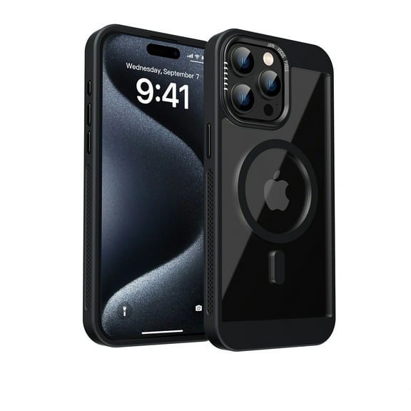 Dteck Magnetic Case for iPhone 16 Pro,Shockproof TPU PC Heat Dissipation Case Compatible with Mag Safe Matte Translucent Back Cover for iPhone 16 Pro,Black