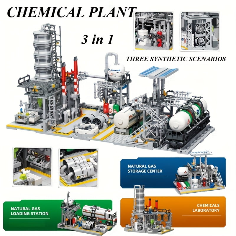 Honchoes Natural Gas Laboratory Building Set Compatible with Lego City Architecture Model for Adults Boys 717Pcs