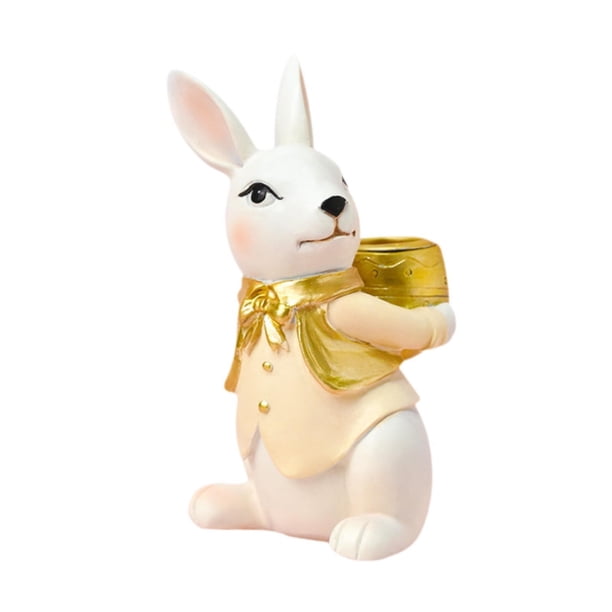 Figura de conejo de Pascua, candelabro, escultura de resina decorativa para mesa de comedor, chimenea, repisa, adorno de escritorio Masculino