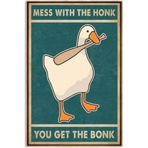 Vintage Goose Humor Metal Sign Mess With The Honk You Get The Bonk Aluminum Tin Poster 8x12 Inch Wall Art Decor for Home Bar Pub Office Man Cave Garage Funny Gift