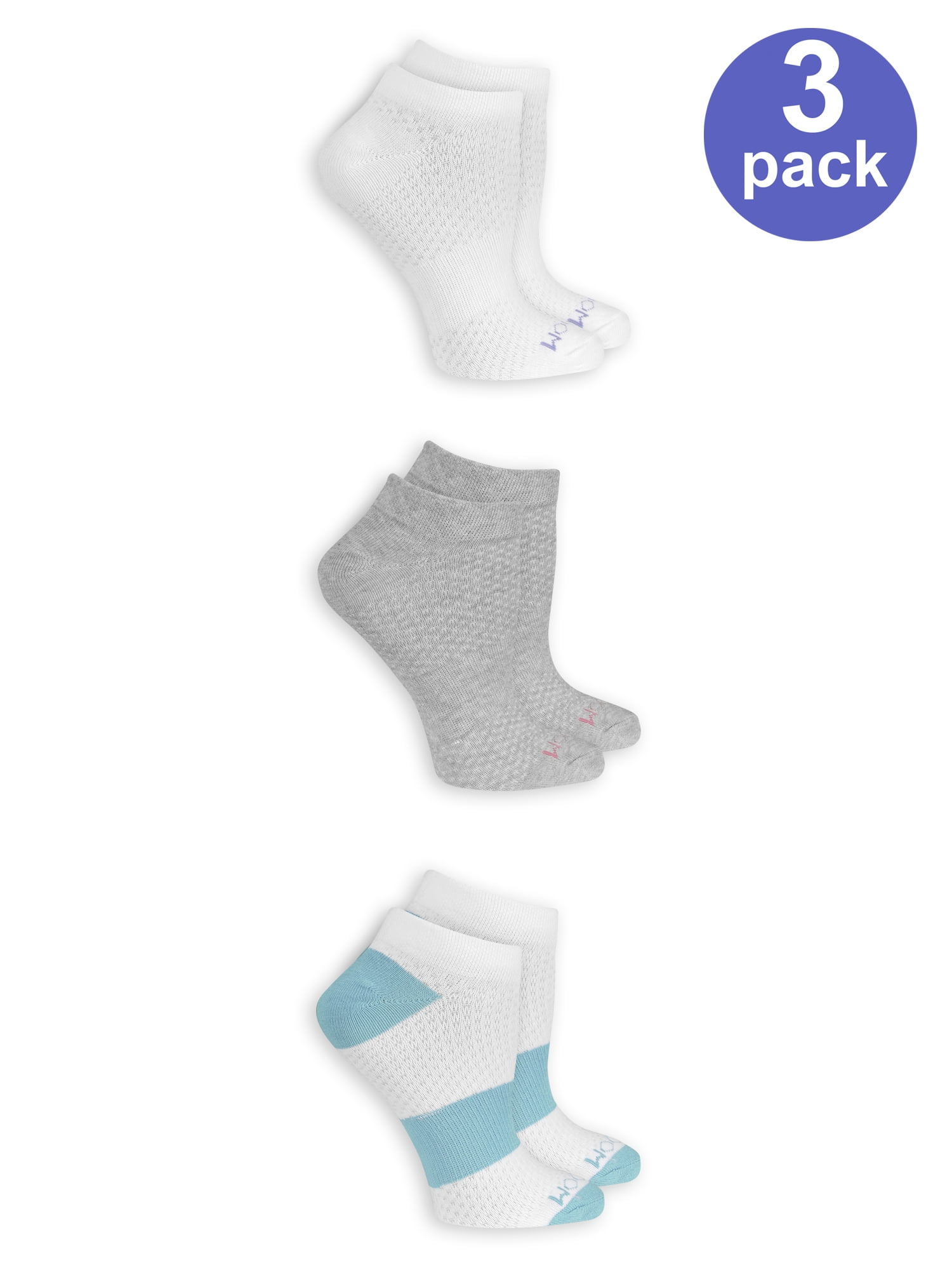 Ladies Breathable No Show Socks with Arch Support, 3 Pair