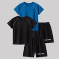thumbnail image 4 of Odeerbi Conjunto Deportivo de Niños de 2 Paquetes Con Rayas Reflectantes, Trajes Deportivos de Secado Rápido Transpirable, Conjunto de Pantalones Cortos de Camiseta de 2 Piezas, 5-12 Años, 4 of 8
