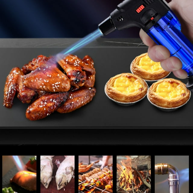 Komiseup Butane Lighter, Technical Cooking Lighter Refillable, Kitchen With Safe Lock And Can Be Changed Flame, Super Strong Blue Flame Torch For Kitchen