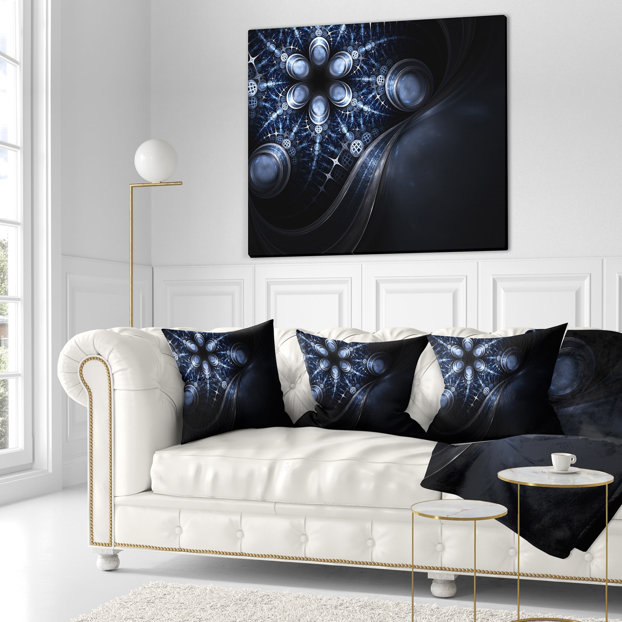 Designart Glittering Curvy Stylish Fractal Flower - Floral Throw Pillow - 16x16