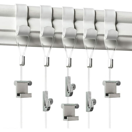

Picture Hang Solutions - White Picture Rail Molding Hooks and Invisible Wire - Gallery Hanging System - Includes Nylon Cord and Adjustable Hooks 5 sets per pack