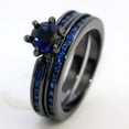 thumbnail image 6 of 2 Matching Rings Couple Ring Black Gold Plated 1CT Blue CZ Women Wedding Ring Sets Female, 6 of 7