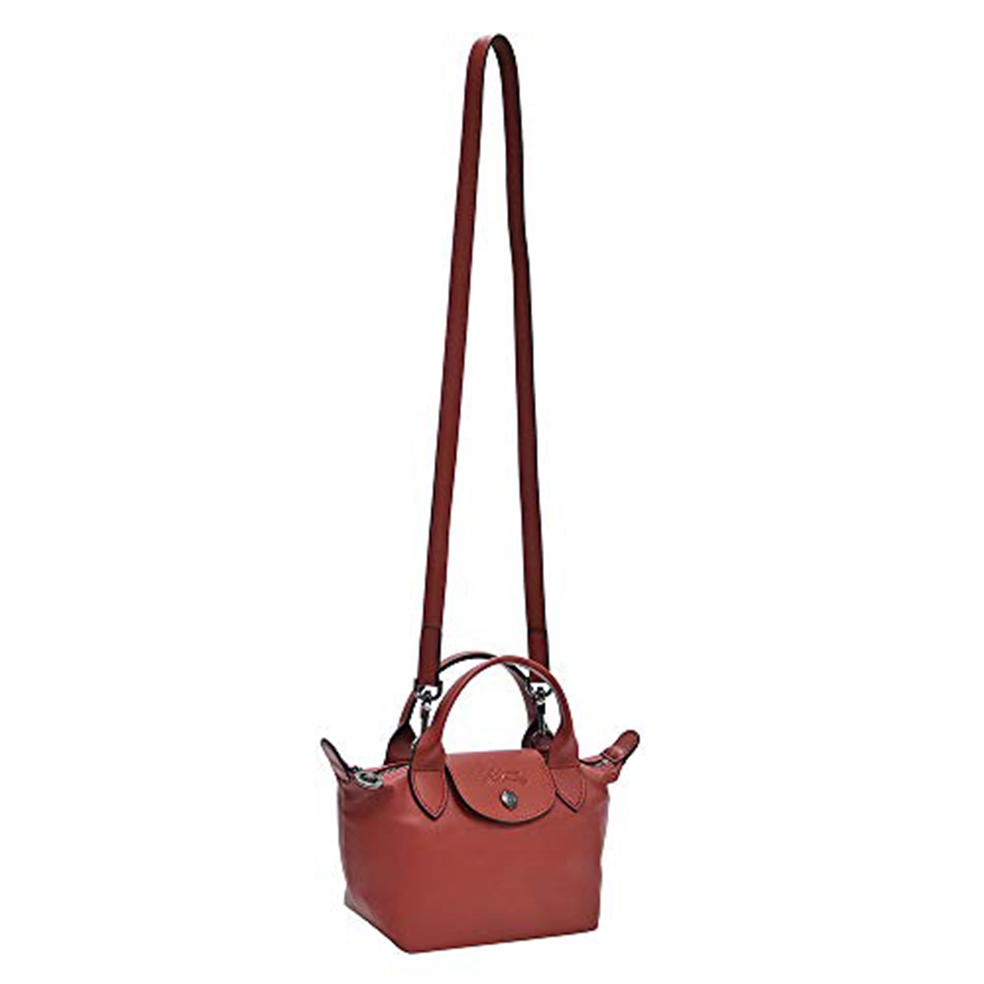 LongChamp Women's Red Leather Roseau Medium Leather Tote Crossbody Bag 