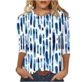 thumbnail image 4 of Heisall Women's T-Shirts Casual Abstract Striped Print Round Neck Three-Quarter Sleeve Loose Pullover 2025 New Arrival Fashionable Tops, 4 of 6