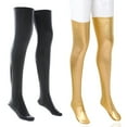 thumbnail image 2 of Metallic Faux Leather Glossy Thigh High Stockings for Womens Nightclub Cosplay Wet Look Over Knee Long Socks Lingerie, 2 of 8