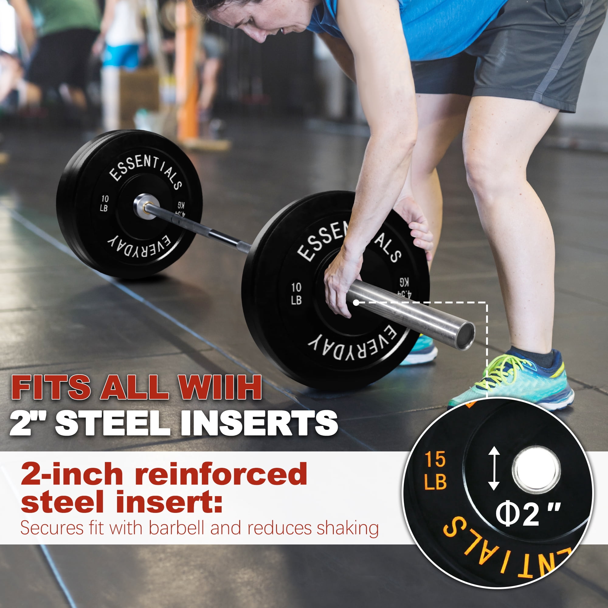 FlexWave Bumper Plates Set with 7FT Olympic Barbell, 160 lb Plates, 2-Inch, Black