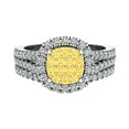 thumbnail image 3 of Yellow Diamond Wedding Ring Set for Women Cluster Diamond Halo Rings 14K White Gold 0.95 CT TW, 3 of 4