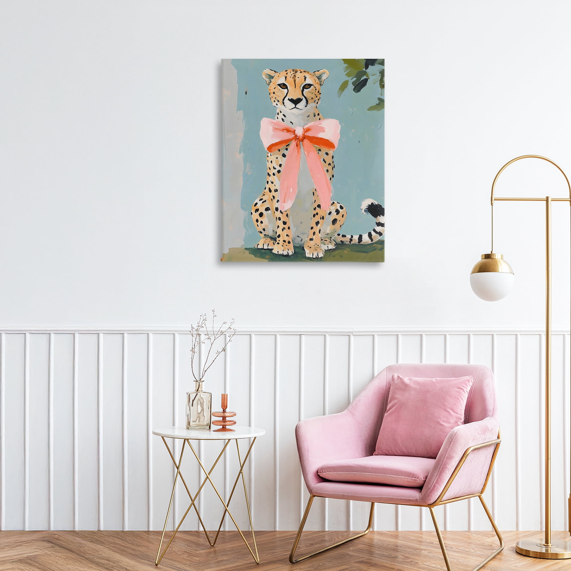 Stupell Industries Cheetah with Big Pink Bow Canvas Wall Art, design by The Prints Vibe