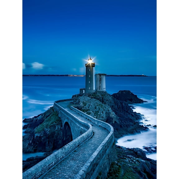 Plouzane France Lighthouse Pier Night Photo Extra Large XL Wall Art Poster Print