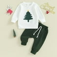thumbnail image 2 of NAFUU Baby Boy Girl Christmas Outfit Cute Embroidery Long Sleeve Crewneck Sweatshirt And Pants Two Piece Set Toddler Boys Casual Outfit Vintage Outfits 3-6 Months, 2 of 6
