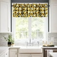 thumbnail image 4 of Sunflower Buffalo Plaid Check Valance Curtain Yellow Floral Black White Stripe Plants Rod Pocket Valance Window Treatments 1 Panel Short Curtains for Kitchen Farmhouse Decor 54x18 in, 4 of 6