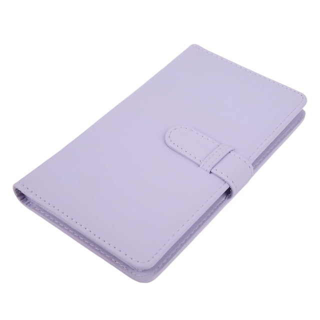 Álbum de fotos de 3 pulgadas y 108 bolsillos, miniálbum de fotos de cuero sintético para entradas de cine, tarjetas de presentación, color morado iris