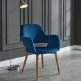 thumbnail image 2 of Chaise moderne en velours/metal, Bleu, 2 of 7