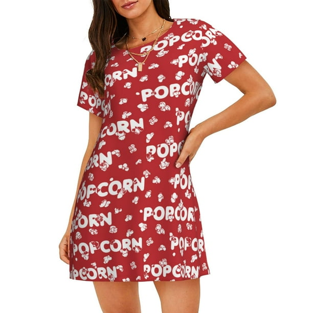 Balery Popcorn2 Camisón de manga corta con cuello redondo para mujer, cómodo y elegante.